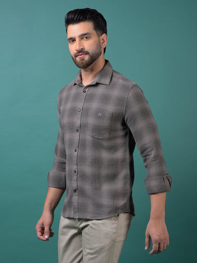 Brown Jacquard 100% Cotton Shirt-Men Shirts-Crimsoune Club