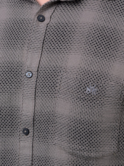 Brown Jacquard 100% Cotton Shirt-Men Shirts-Crimsoune Club