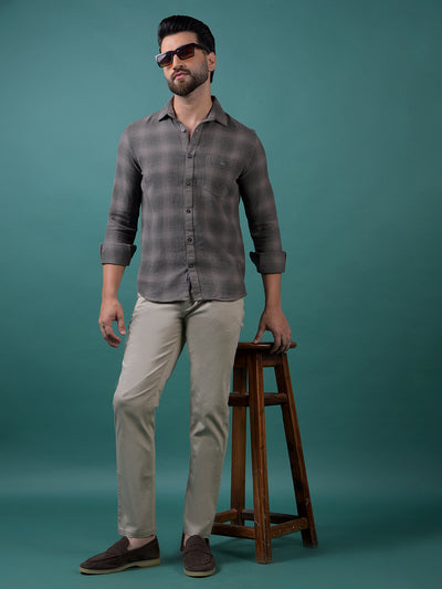 Brown Jacquard 100% Cotton Shirt-Men Shirts-Crimsoune Club