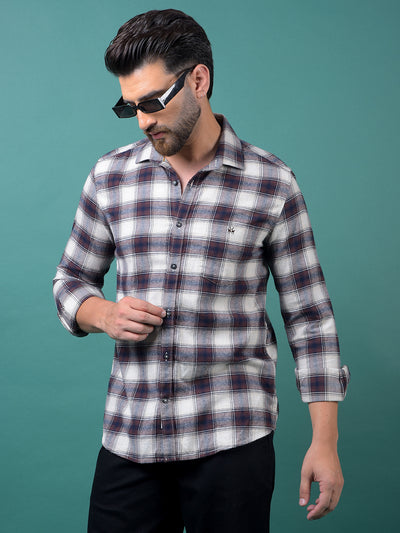 Wine Checked 100% Cotton Shirt-Men Shirts-Crimsoune Club