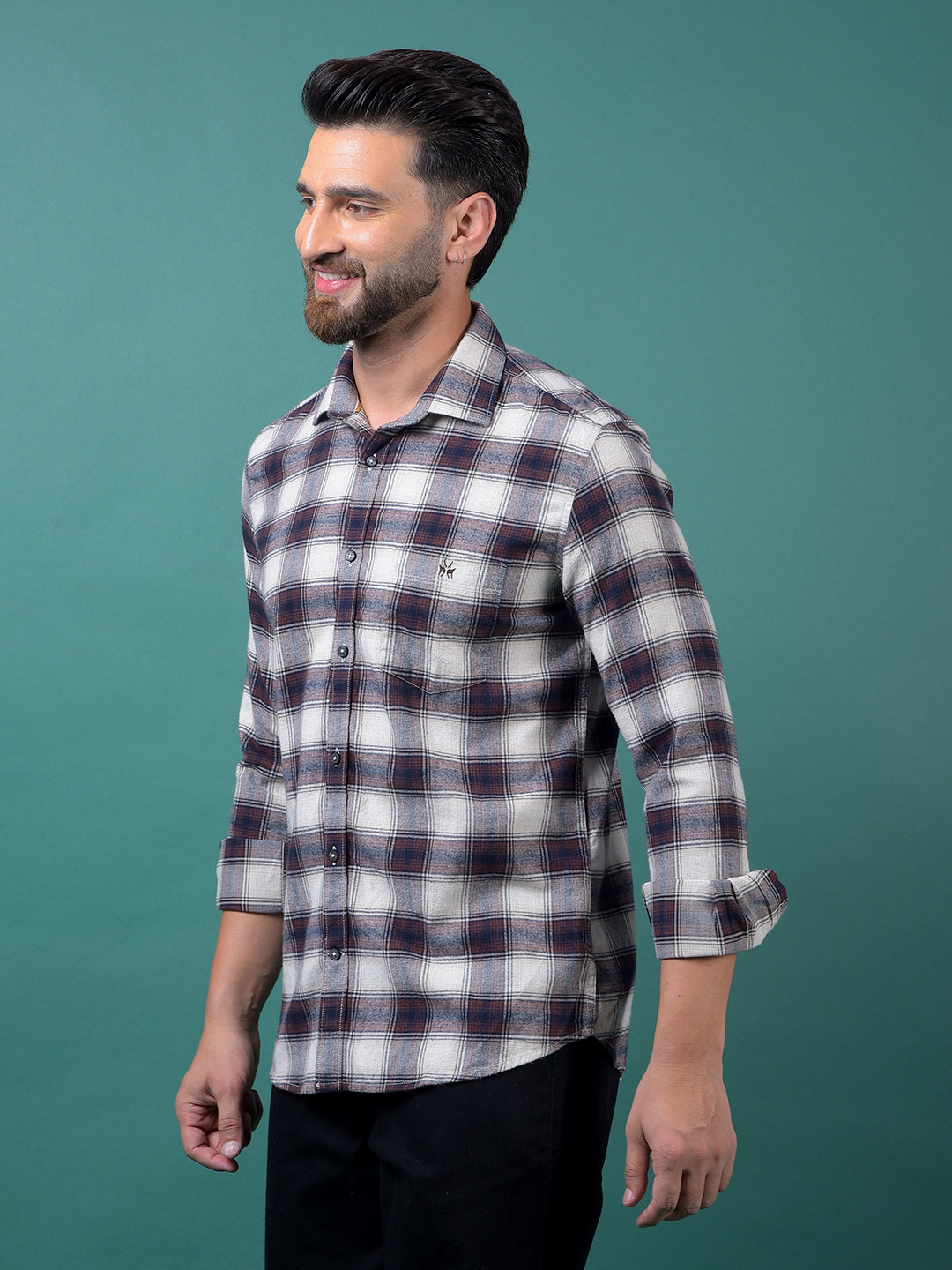 Wine Checked 100% Cotton Shirt-Men Shirts-Crimsoune Club