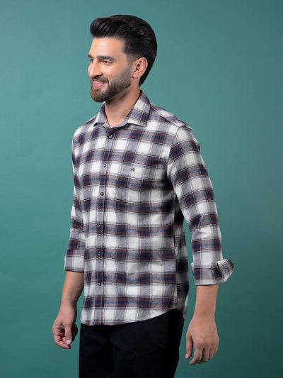 Wine Checked 100% Cotton Shirt-Men Shirts-Crimsoune Club