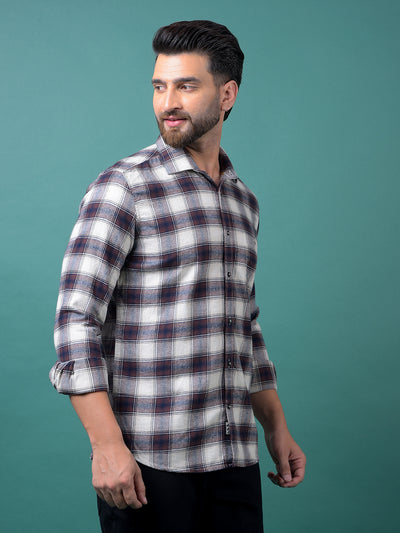 Wine Checked 100% Cotton Shirt-Men Shirts-Crimsoune Club