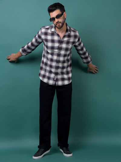 Wine Checked 100% Cotton Shirt-Men Shirts-Crimsoune Club