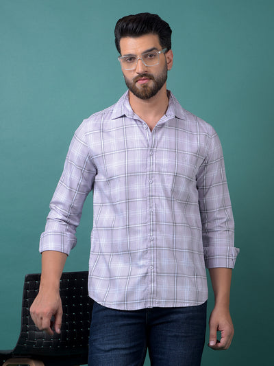 Purple Checked 100% Cotton Shirt-Men Shirts-Crimsoune Club
