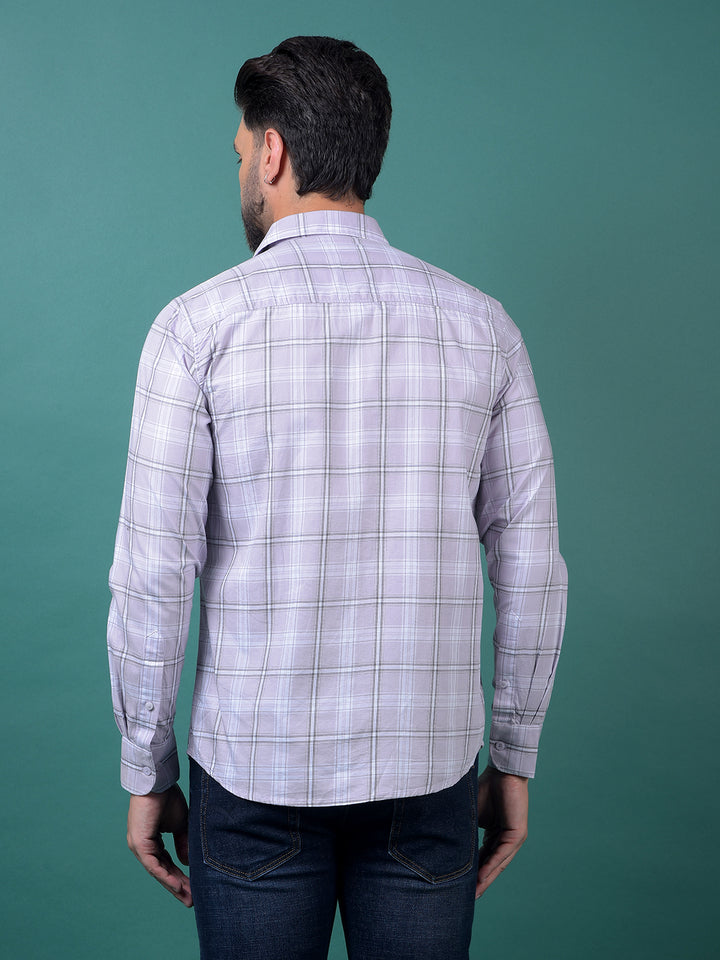 Purple Checked 100% Cotton Shirt-Men Shirts-Crimsoune Club