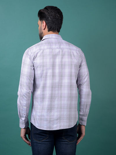 Purple Checked 100% Cotton Shirt-Men Shirts-Crimsoune Club