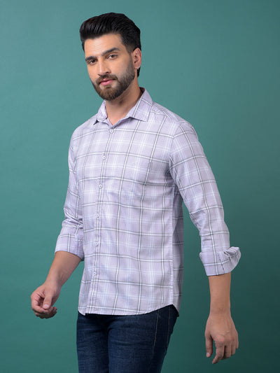 Purple Checked 100% Cotton Shirt-Men Shirts-Crimsoune Club