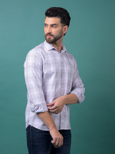 Purple Checked 100% Cotton Shirt-Men Shirts-Crimsoune Club