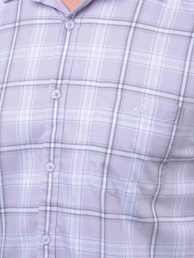 Purple Checked 100% Cotton Shirt-Men Shirts-Crimsoune Club