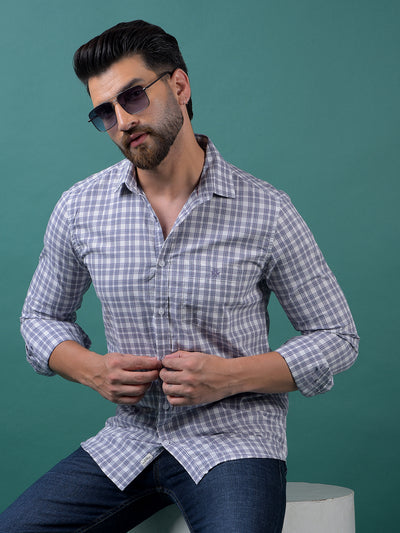 Purple Checked 100% Cotton Shirt-Men Shirts-Crimsoune Club