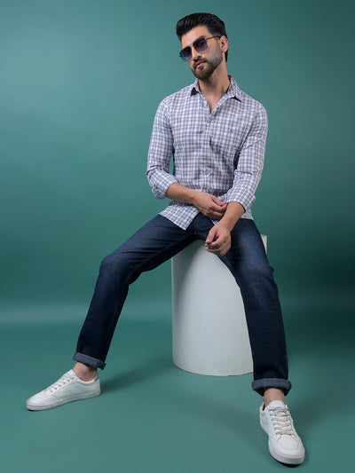 Purple Checked 100% Cotton Shirt-Men Shirts-Crimsoune Club