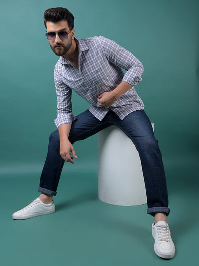 Purple Checked 100% Cotton Shirt-Men Shirts-Crimsoune Club