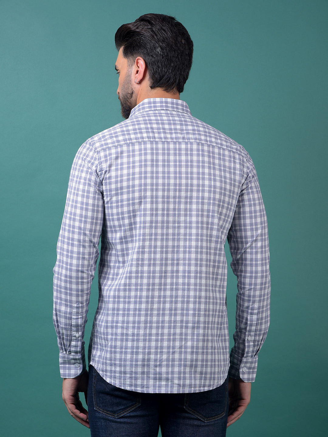 Purple Checked 100% Cotton Shirt-Men Shirts-Crimsoune Club