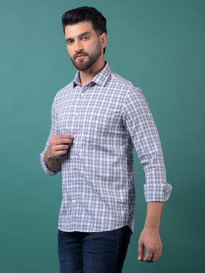 Purple Checked 100% Cotton Shirt-Men Shirts-Crimsoune Club