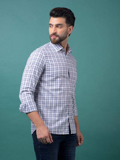 Purple Checked 100% Cotton Shirt-Men Shirts-Crimsoune Club