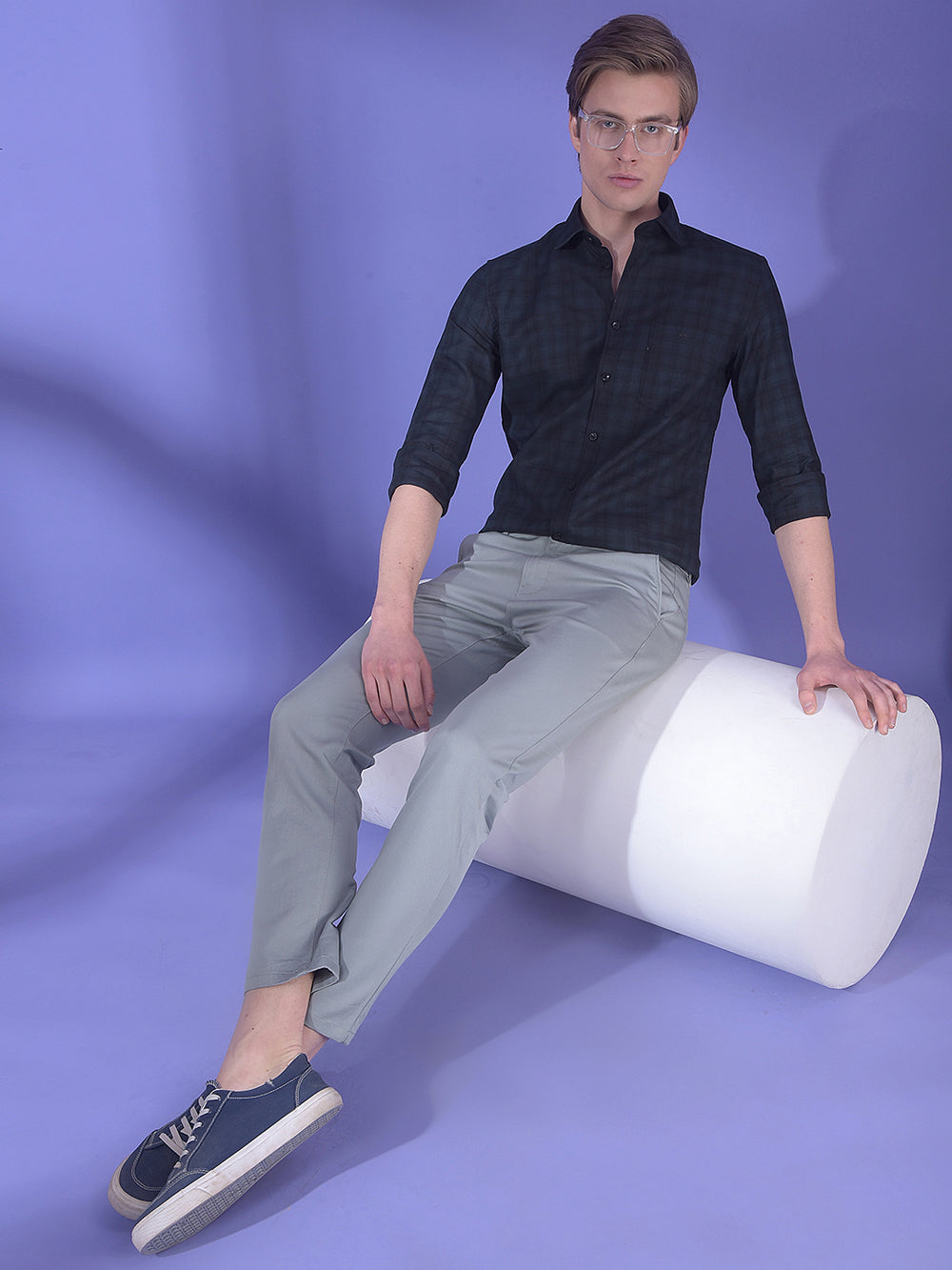Green Checked 100% Cotton Shirt-Men Shirts-Crimsoune Club