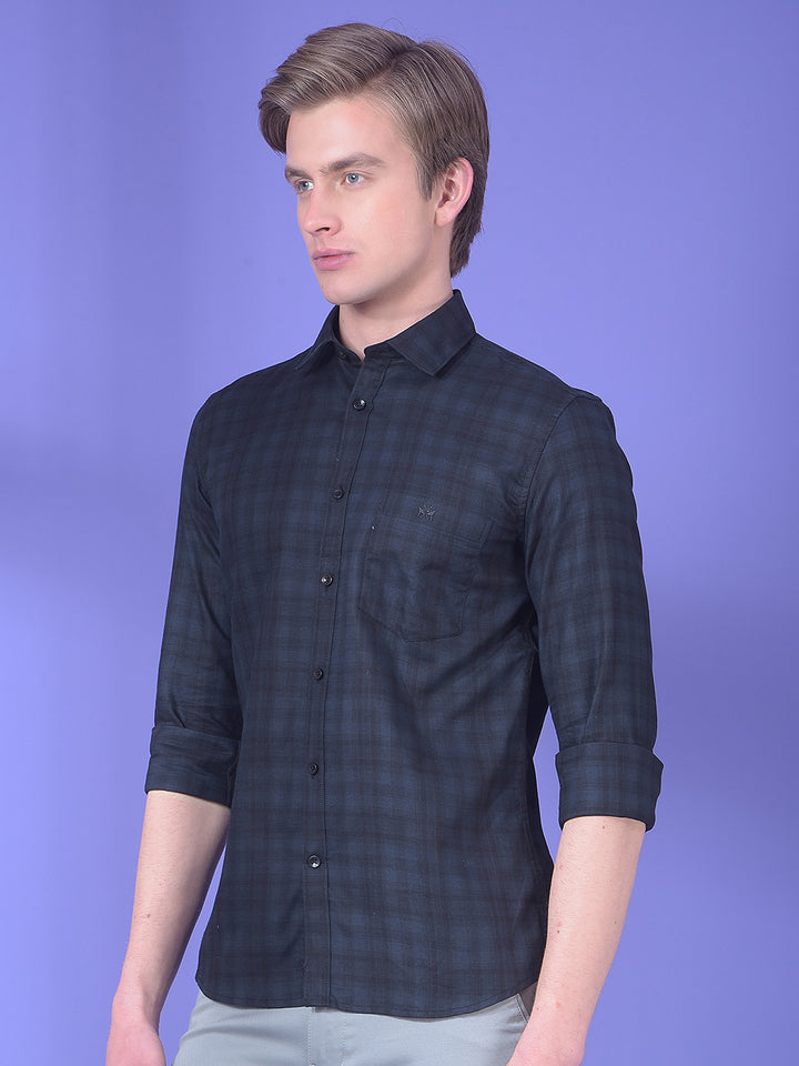 Green Checked 100% Cotton Shirt-Men Shirts-Crimsoune Club
