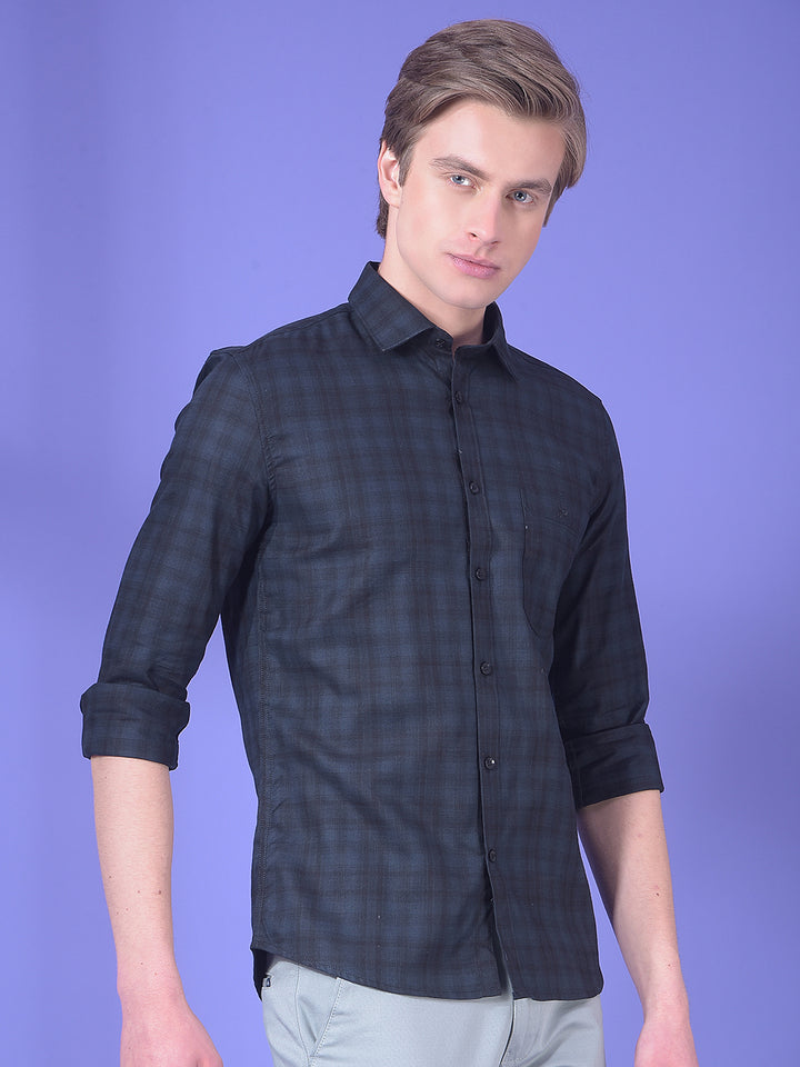 Green Checked 100% Cotton Shirt-Men Shirts-Crimsoune Club