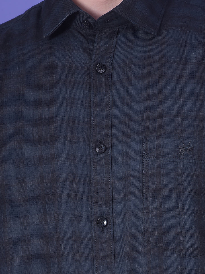 Green Checked 100% Cotton Shirt-Men Shirts-Crimsoune Club