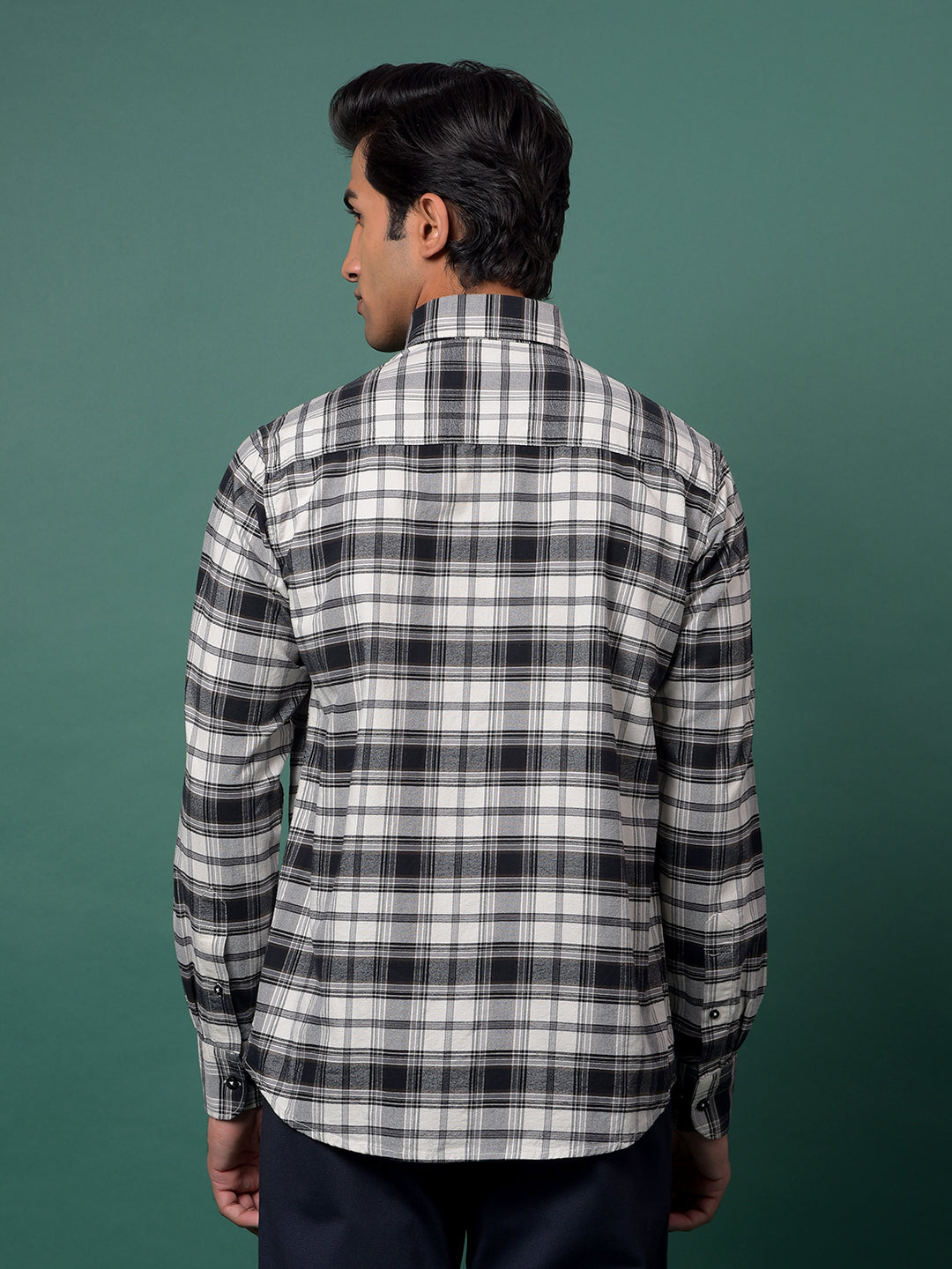 Olive Checked 100% Cotton Button-Down Collar Shirt-Men Shirts-Crimsoune Club