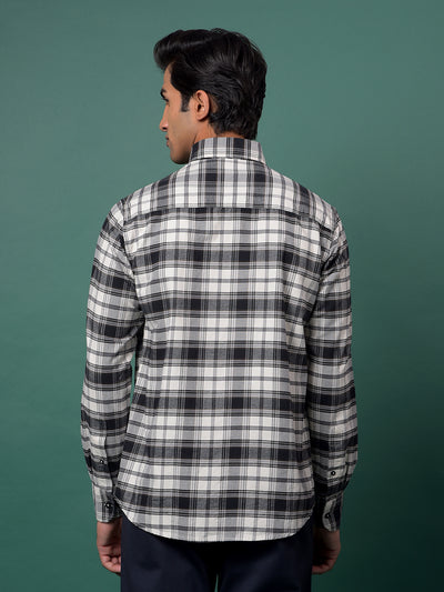 Olive Checked 100% Cotton Button-Down Collar Shirt-Men Shirts-Crimsoune Club