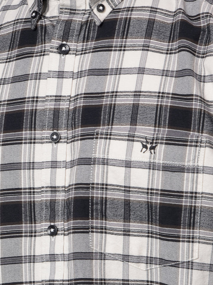 Olive Checked 100% Cotton Button-Down Collar Shirt-Men Shirts-Crimsoune Club