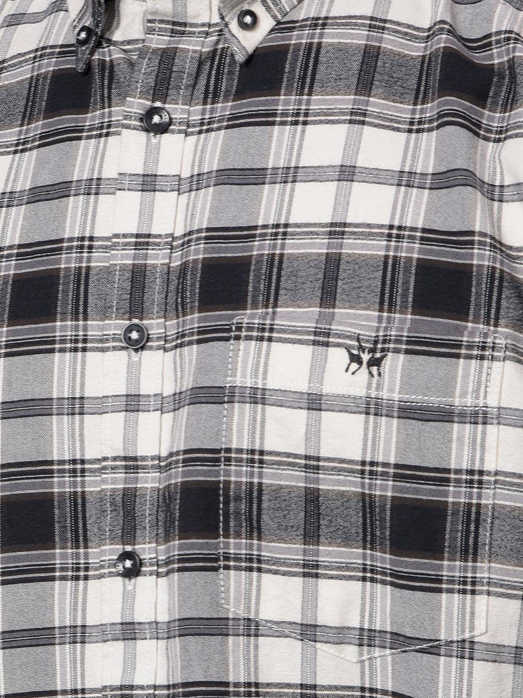 Olive Checked 100% Cotton Button-Down Collar Shirt-Men Shirts-Crimsoune Club
