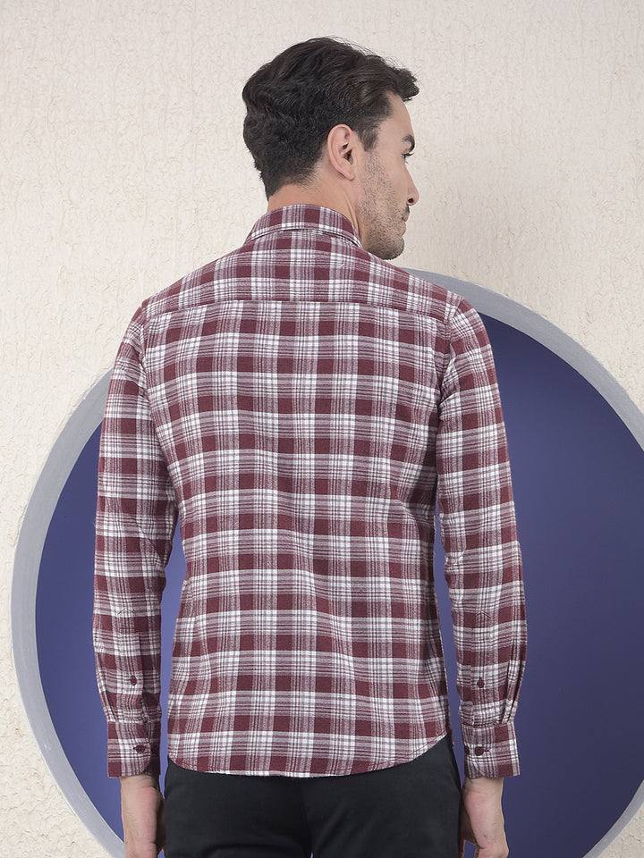 Maroon Checked 100% Cotton Shirt-Men Shirts-Crimsoune Club