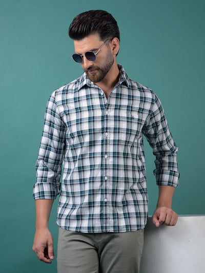 Green Checked 100% Cotton Shirt-Men Shirts-Crimsoune Club