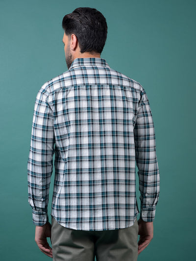 Green Checked 100% Cotton Shirt-Men Shirts-Crimsoune Club