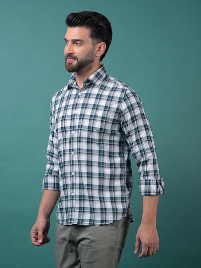 Green Checked 100% Cotton Shirt-Men Shirts-Crimsoune Club