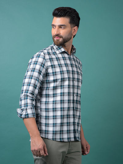 Green Checked 100% Cotton Shirt-Men Shirts-Crimsoune Club