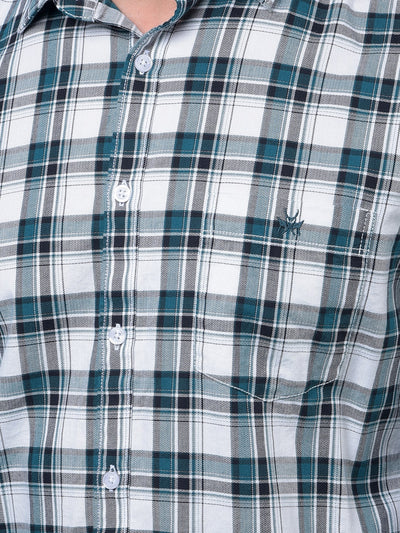 Green Checked 100% Cotton Shirt-Men Shirts-Crimsoune Club