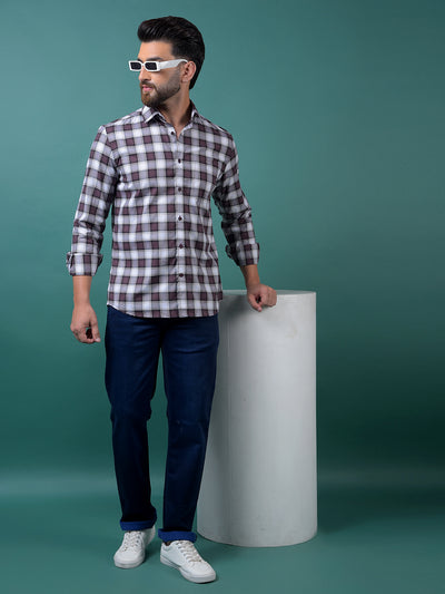 Wine Checked 100% Cotton Shirt-Men Shirts-Crimsoune Club