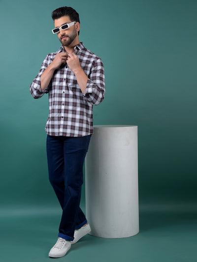 Wine Checked 100% Cotton Shirt-Men Shirts-Crimsoune Club