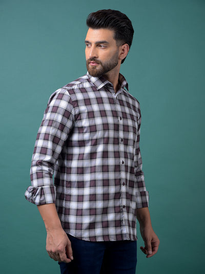 Wine Checked 100% Cotton Shirt-Men Shirts-Crimsoune Club