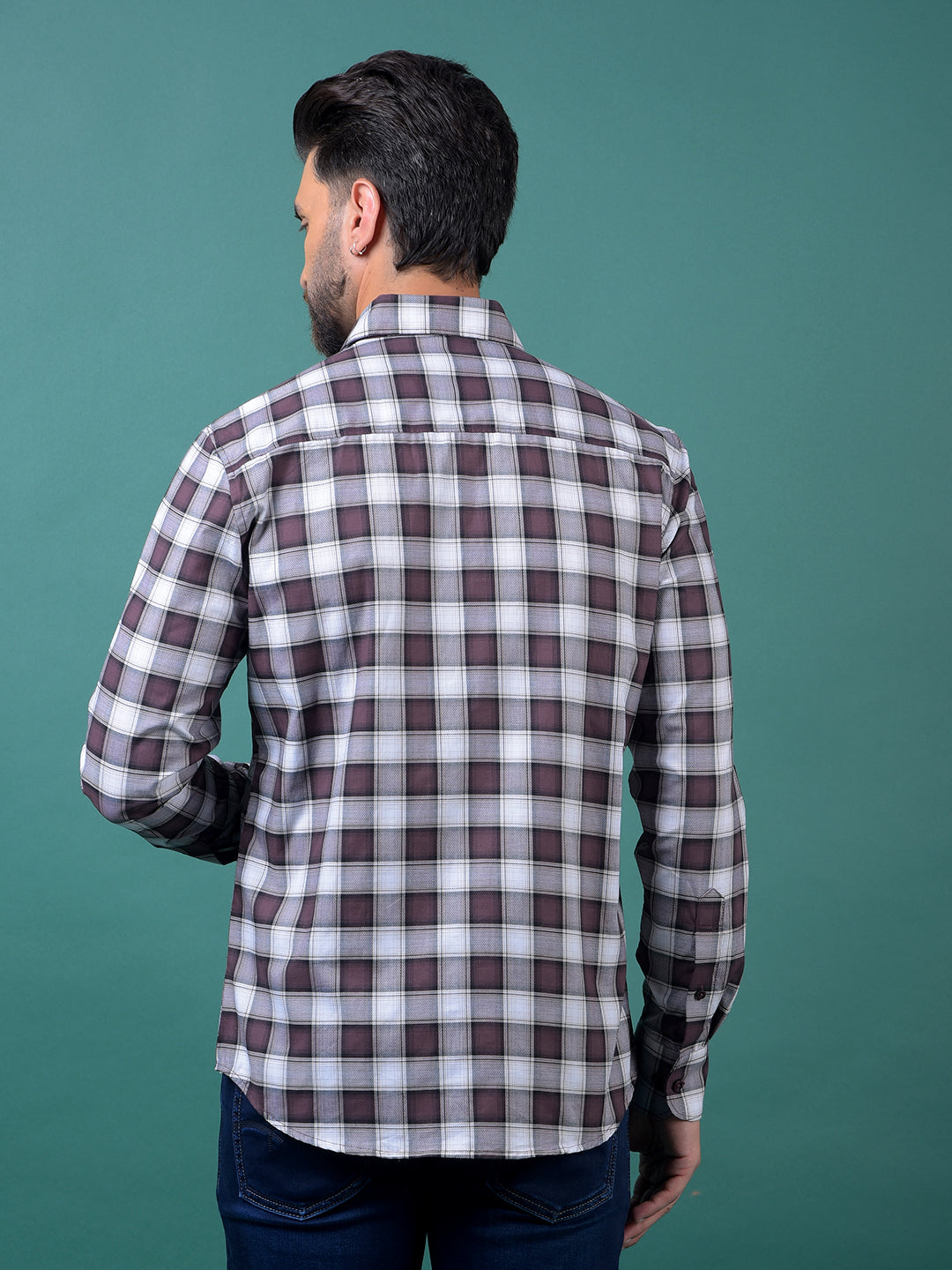Wine Checked 100% Cotton Shirt-Men Shirts-Crimsoune Club
