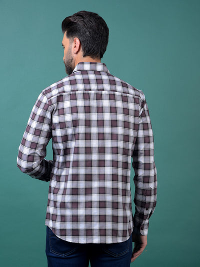 Wine Checked 100% Cotton Shirt-Men Shirts-Crimsoune Club