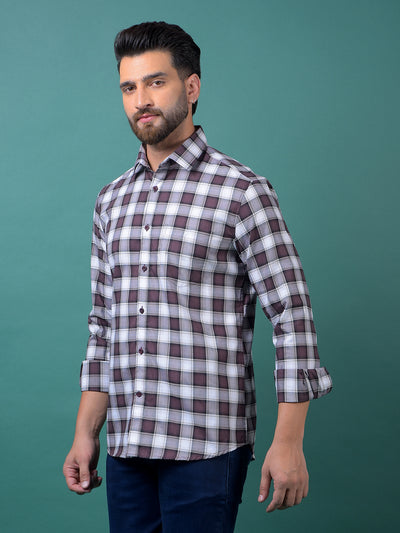 Wine Checked 100% Cotton Shirt-Men Shirts-Crimsoune Club