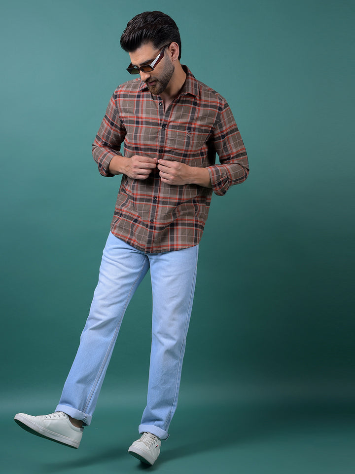 Red Checked Shirt-Men Shirts-Crimsoune Club