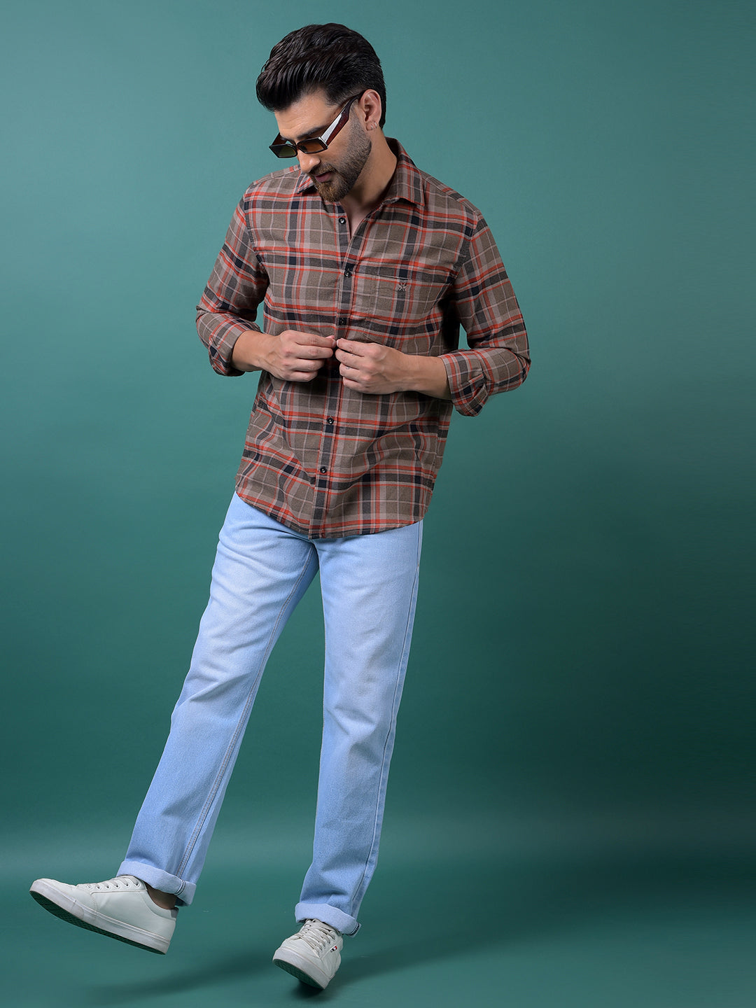 Red Checked Shirt-Men Shirts-Crimsoune Club