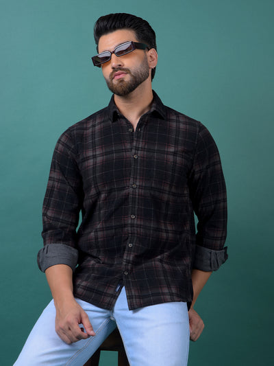 Brown Checked Shirt-Men Shirts-Crimsoune Club