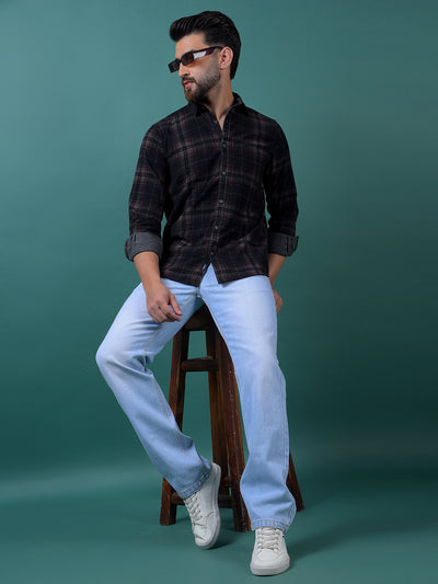 Brown Checked Shirt-Men Shirts-Crimsoune Club