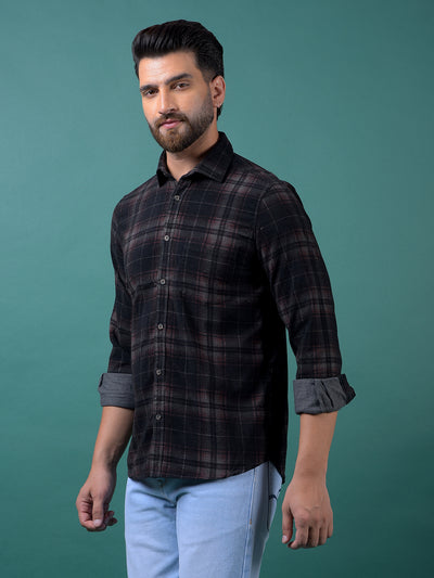 Brown Checked Shirt-Men Shirts-Crimsoune Club