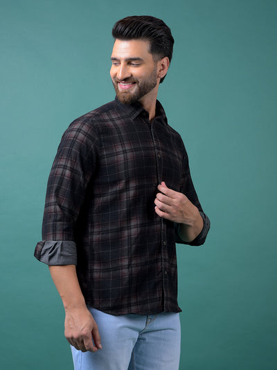 Brown Checked Shirt-Men Shirts-Crimsoune Club