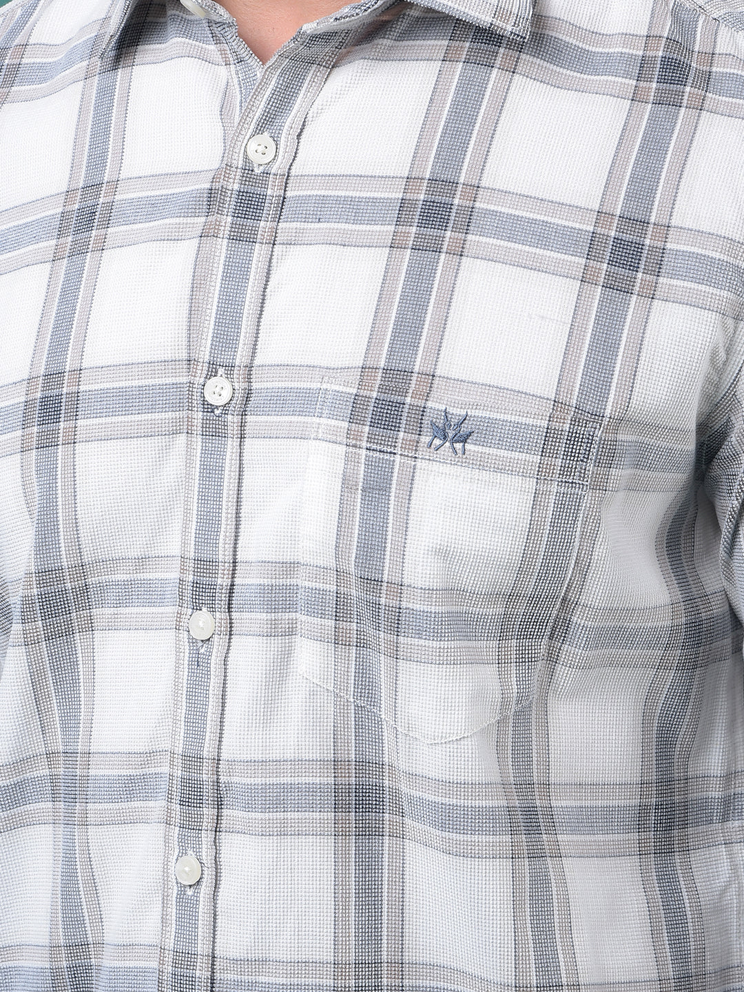 White Checked 100% Cotton Shirt-Men Shirts-Crimsoune Club
