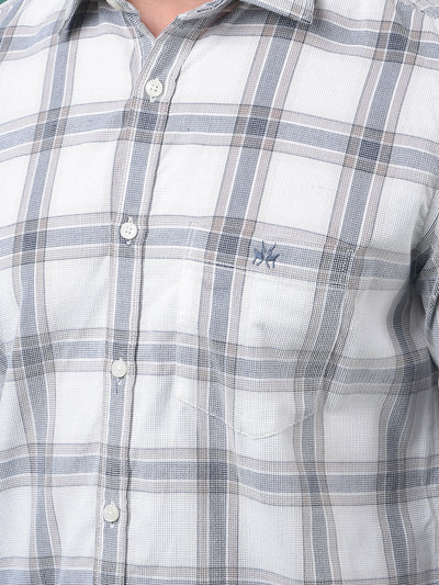 White Checked 100% Cotton Shirt-Men Shirts-Crimsoune Club
