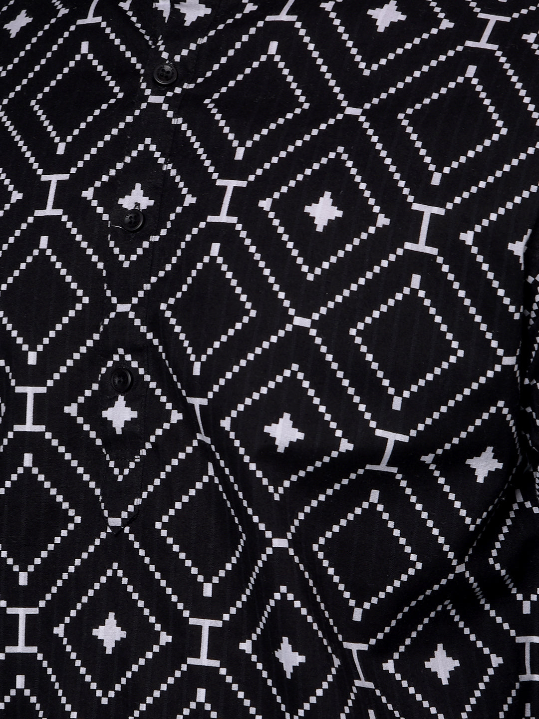Black Printed 100% Cotton Kurta-Men Kurtas-Crimsoune Club