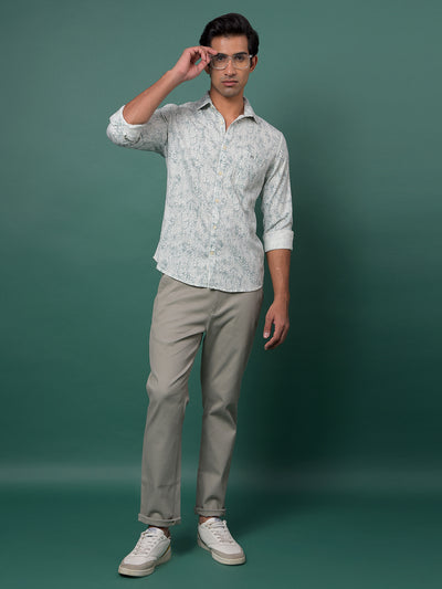 Green Floral Print Shirt-Men Shirts-Crimsoune Club